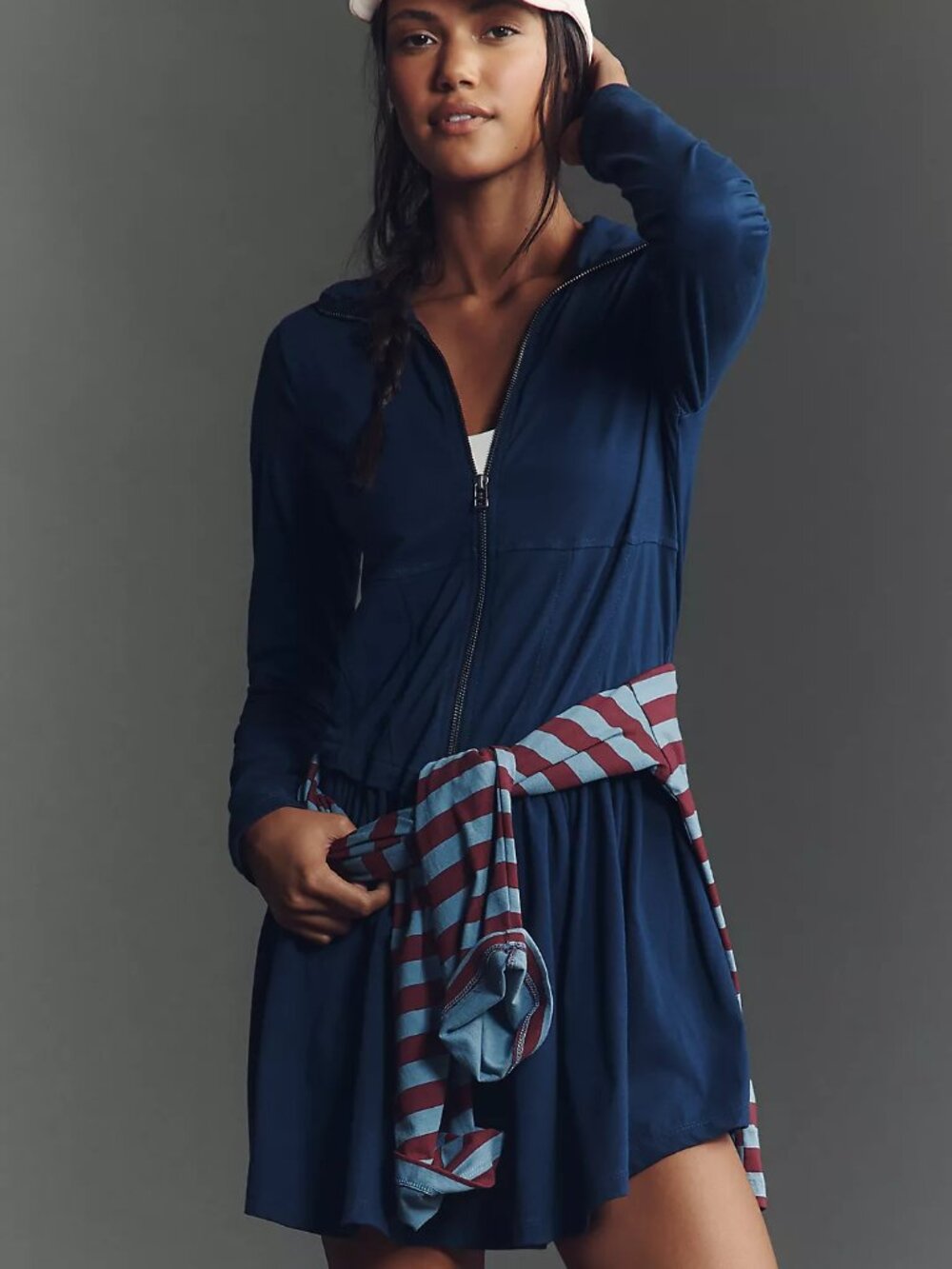 Anthropologie Daily Practice Taylor Long-Sleeve Zip-Front Mini Dress M